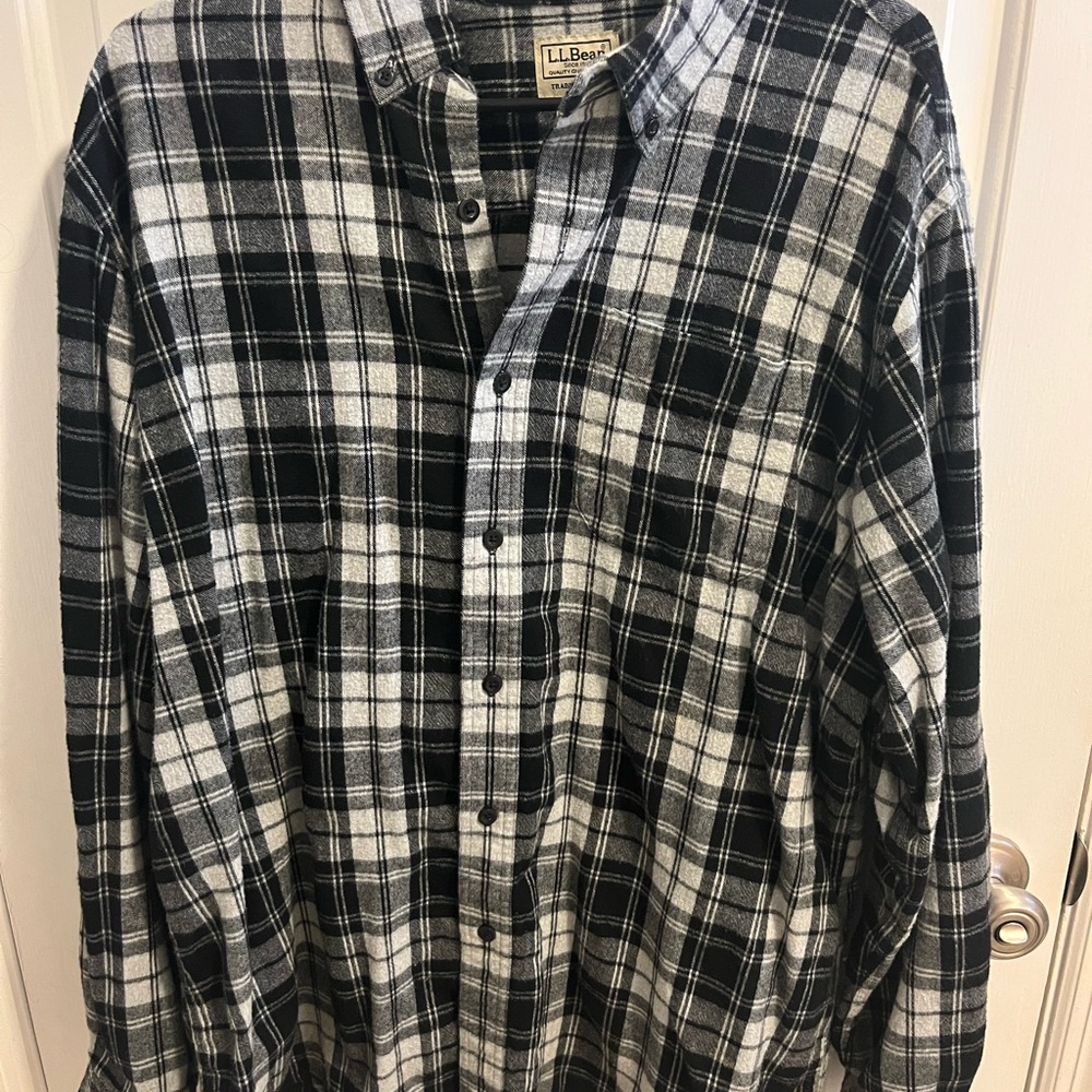 L.L. Bean Men's Classic Black and White Checkered Shirt